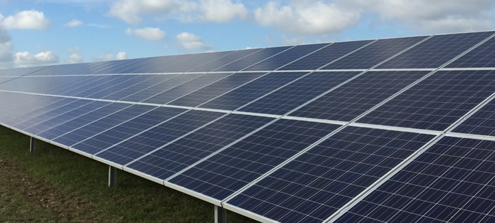 Image shows solar panels at Baywa R.E. UK.